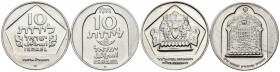 MONEDAS EXTRANJERAS. Lote compuesto por 2 monedas de 10 Lirot de Israel de distintos años. A EXAMINAR.