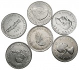 MONEDAS EXTRANJERAS. Lote compuesto por 6 monedas de 5 Schillings de Sudáfrica de diferentes años. A EXAMINAR.