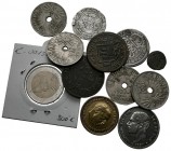 Conjunto de 11 monedas de diferentes etapas históricas, países, módulos y materiales. Incluye varias piezas de plata. Estados de conservación diversos...