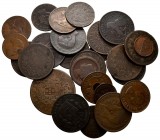 Lote compuesto por 27 monedas de cobre de diferentes épocas. A EXAMINAR.