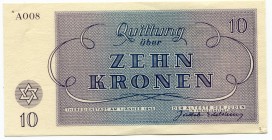 Czechoslovakia 10 Kronen 1943 3 Pin Holes Terezin
UNC