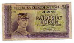 Czechoslovakia 50 Korun 1945
P# 62a; VF
