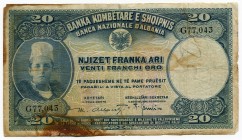 Albania 20 Franka Ari 1926
P# 3; aVF.