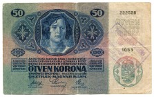 Austria 50 Kronen 1914 Without Overprint
P# 15; VF.