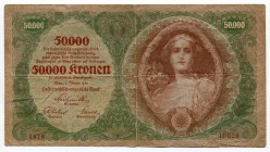 Austria 50000 Kronen 1922
P# 80; VF.