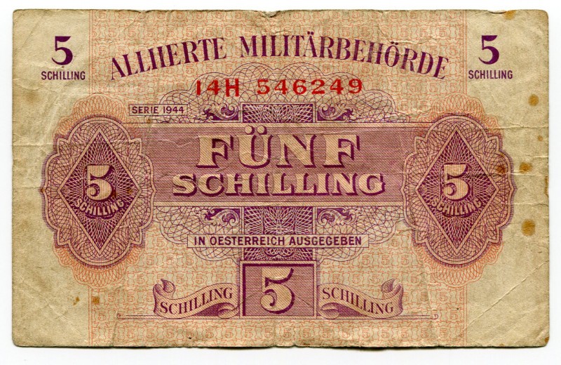 Austria 5 Shilling 1944 Allied
P# 105; aVF.