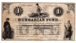 Hungary 1 Dollar / Fund 1852 Independent Hungarian Government
P# S136; VF+