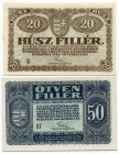 Hungary 20 & 50 Filler 1920
P# 43-44; UNC
