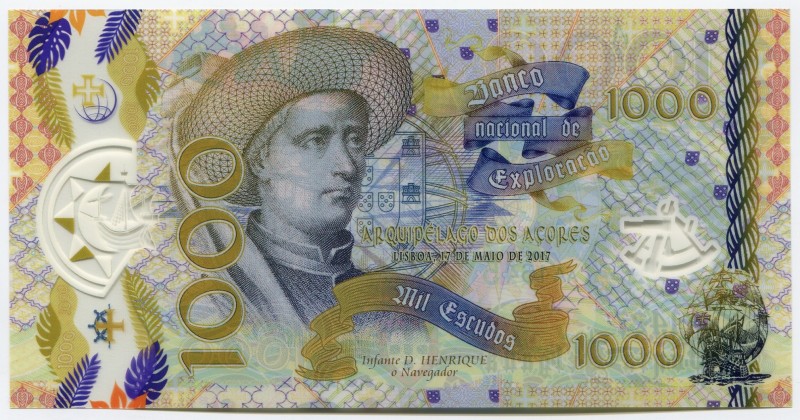 Azores 1000 Escudos 2017
aUNC; Polymer; "Prince Henry the Navigator"