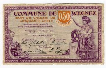 Belgium 50 Centimes 1915 Commune de Wegnez
F