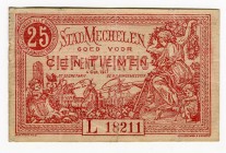 Belgium 25 Centimes 1917 Stad Mechellen
VF
