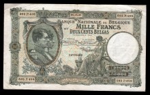 Belgium 1000 Francs 200 Belgas 1935
P# 104; 592.P.489; Large banknote; XF.