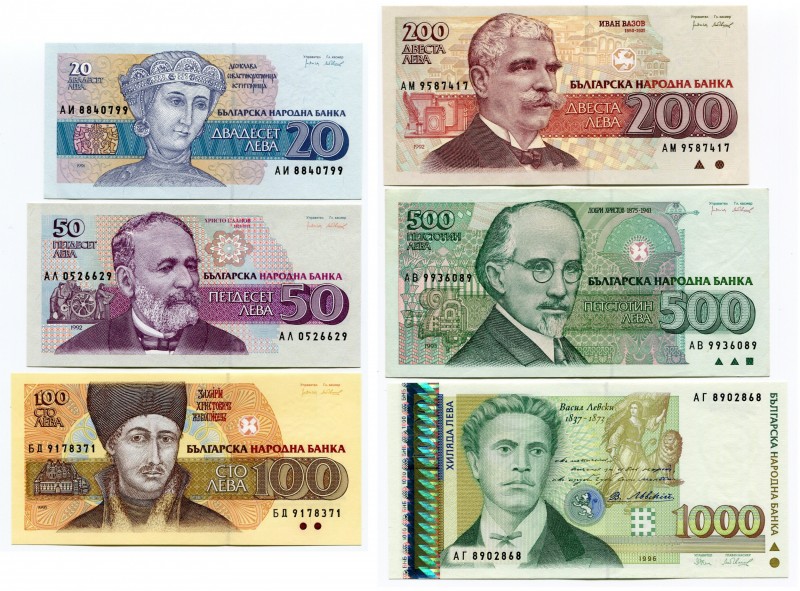 Bulgaria 6 Pcs Set 20-1000 Leva 1991-1996
UNC