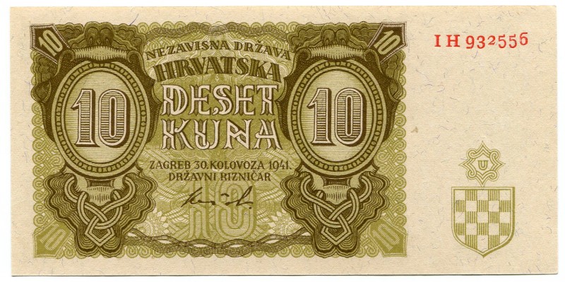 Croatia 10 Kuna 1941
P# 5b; UNC.