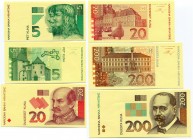 Croatia 6 Pcs Set 5-20-200 Kuna 1993 Print Trials
UNC