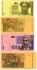 Croatia 4 Pcs 500-1000 Kuna 1993 Print Trials
UNC