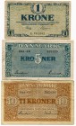 Denmark 1-5-10 Kroner 1918-1944
P# 12d-35a-36a; VF