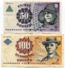 Denmark 50 & 100 Kroner 1999
P# 56a-57a; VF