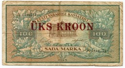 Estonia 1 Kroon on 100 Marka 1923
P# 61b; aVF.