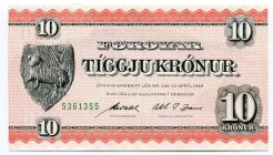 Faroe Islands 10 Kronur 1949 (54) Red
P# 14; UNC.