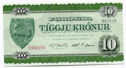 Faroe Islands 10 Kronur 1949 (74) Green
P# 18; UNC.