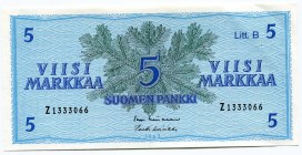 Finland 5 Mark 1963 Replacement
P# 99a; UNC.