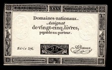 France Assignat 25 Livres 1793
P# A71; Serie 576; XF.