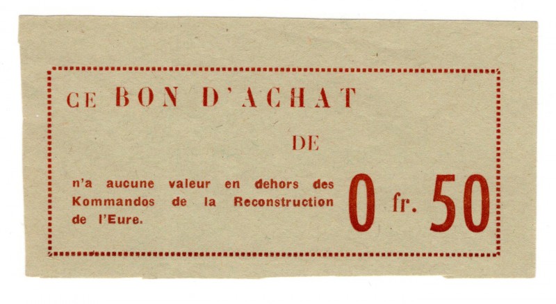 France 0.5 Francs POW EVREUX - Ce BON D`ACHAT
UNC