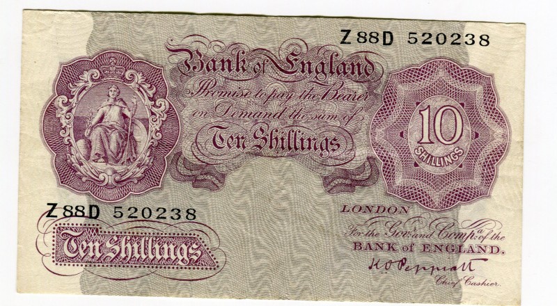 Great Britain 10 Shillings 1940-1948
P# 366; VF