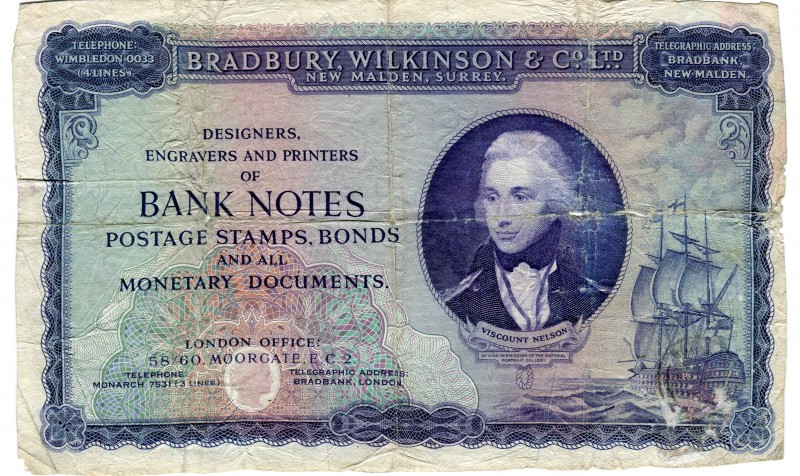 Great Britain Advertise Note Bradbury Wilkinson andco Test Note
F