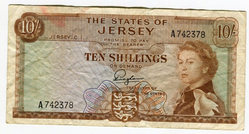 Jersey 10 Shillings 1963
P# 7; VF