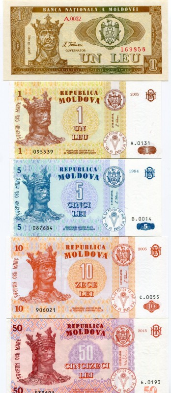 Moldova 1-1-5-10-50 Lei 1992-2015
UNC