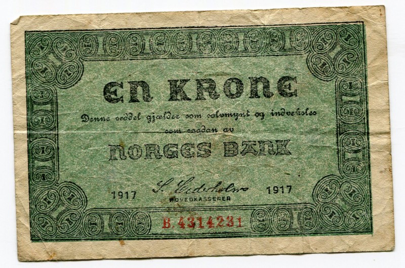 Norway 1 Krone 1917
P# 13; aVF.