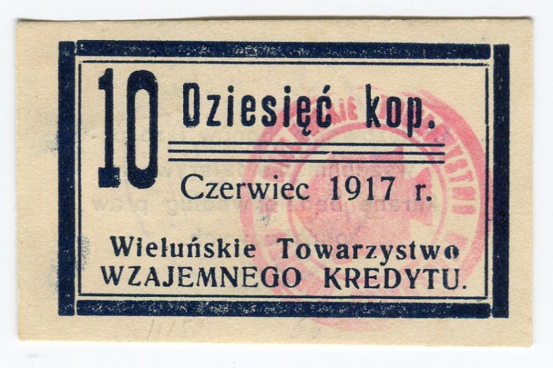 Poland Wielun Community of Mutual Credit 10 Kopeks VII.1917 
R-26799; UNC