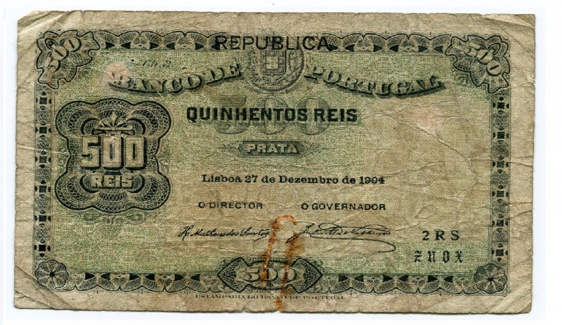 Portugal 500 Reis 1904
P# 105; F.