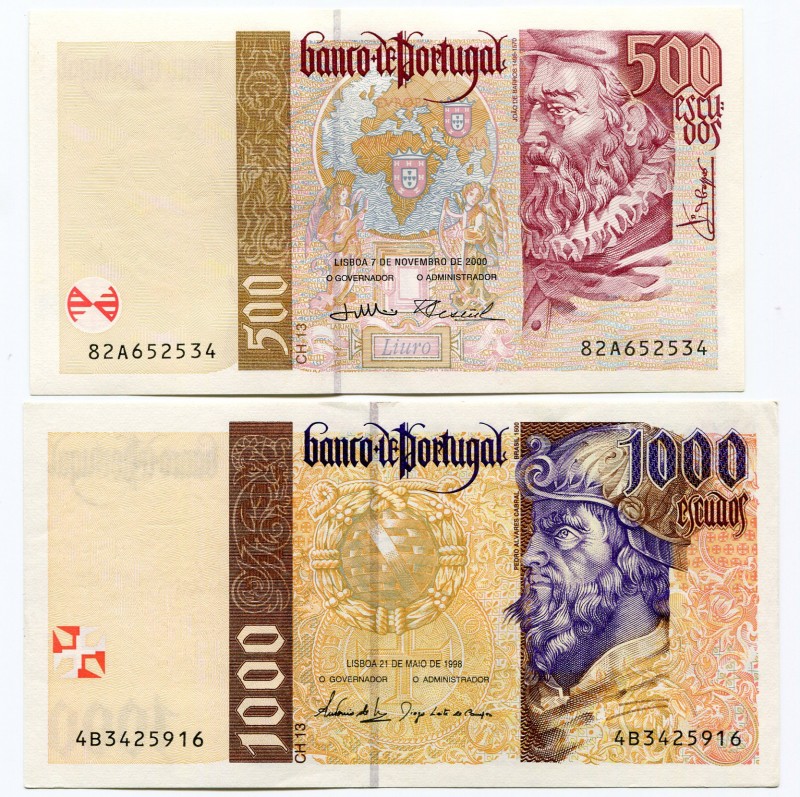 Portugal 500 & 1000 Escudos 1998-2000
UNC