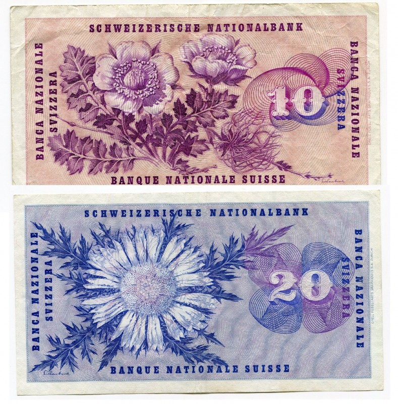 Switzerland 10 & 20 Francs 1965-1970
VF OR BETTER