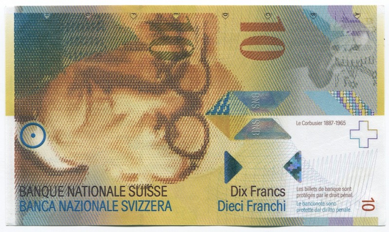 Switzerland 10 Franken 2010
P# 67d; UNC