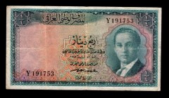 Iraq 1/4 Dinar 1955 Very Rare
P# 37; Y191753; VF.