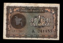 Bangladesh 1 Taka 1972 Rare
P# 4; A/71 041455; VF.