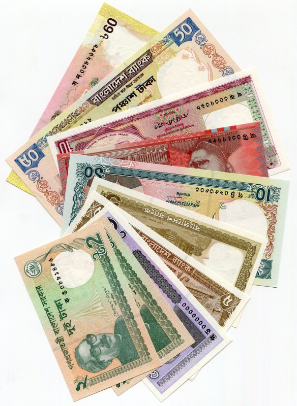 Bangladesh 10 Pcs Lot 2-50 Taka Various
UNC