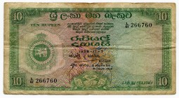 Ceylon 10 Rupees 1957
P# 59; VF