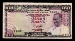 Ceylon 100 Rupees 1979
P# 80Aa; W/78 76091; VF+.