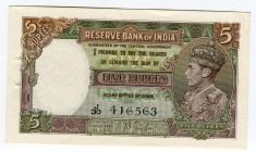 India 5 Rupees 1937 Very Rare In UNC
P# 18a; UNC