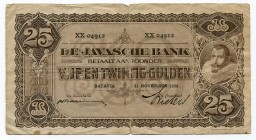 Indonesia Neterlands Idies 25 Gulden 1929 Javasche Bank
P# 71a; AVF