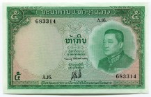 Lao 5 Kip 1962
P# 9b; UNC-.