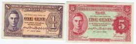 Malaya 1 & 5 Cents 1941 Rare In UNC
UNC