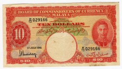 Malaya 10 Dollars 1941 Very Crispy
P# 13; GVF