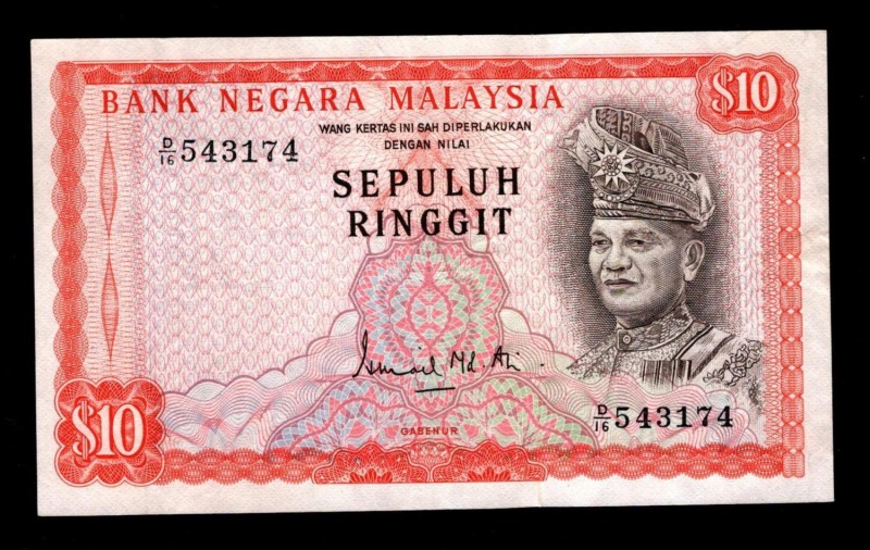 Malaysia 10 Ringgit 1972 -1976
P# 28; D/16 543174; XF.