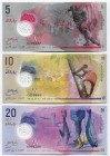 Maldives 5, 10, 20 Rufiyaa 2015 -2017 Numbers
P# 26A, 26, 27; UNC; Polymer; Fine Numbers; Set 3 Pcs
